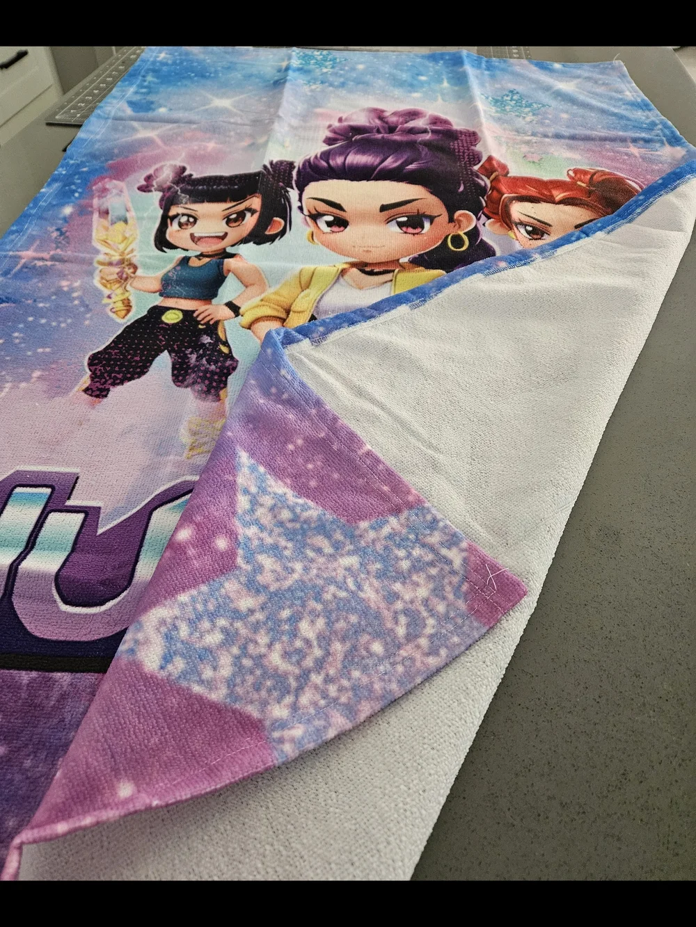 Girls Purple K-POP Demon Hunters Huntrix Rumi Mira Zoey Bath Towel